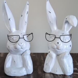 Hobby Lobby Inspired Mini Nerd Bunny Figurine Duo, Easter Decor 🐰